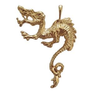 24k Gold Plated Dragon Pendant, 1 1/4” X 1 1/4”